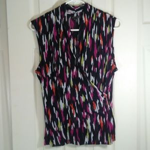 Ann Klein Abstract Pattern Top